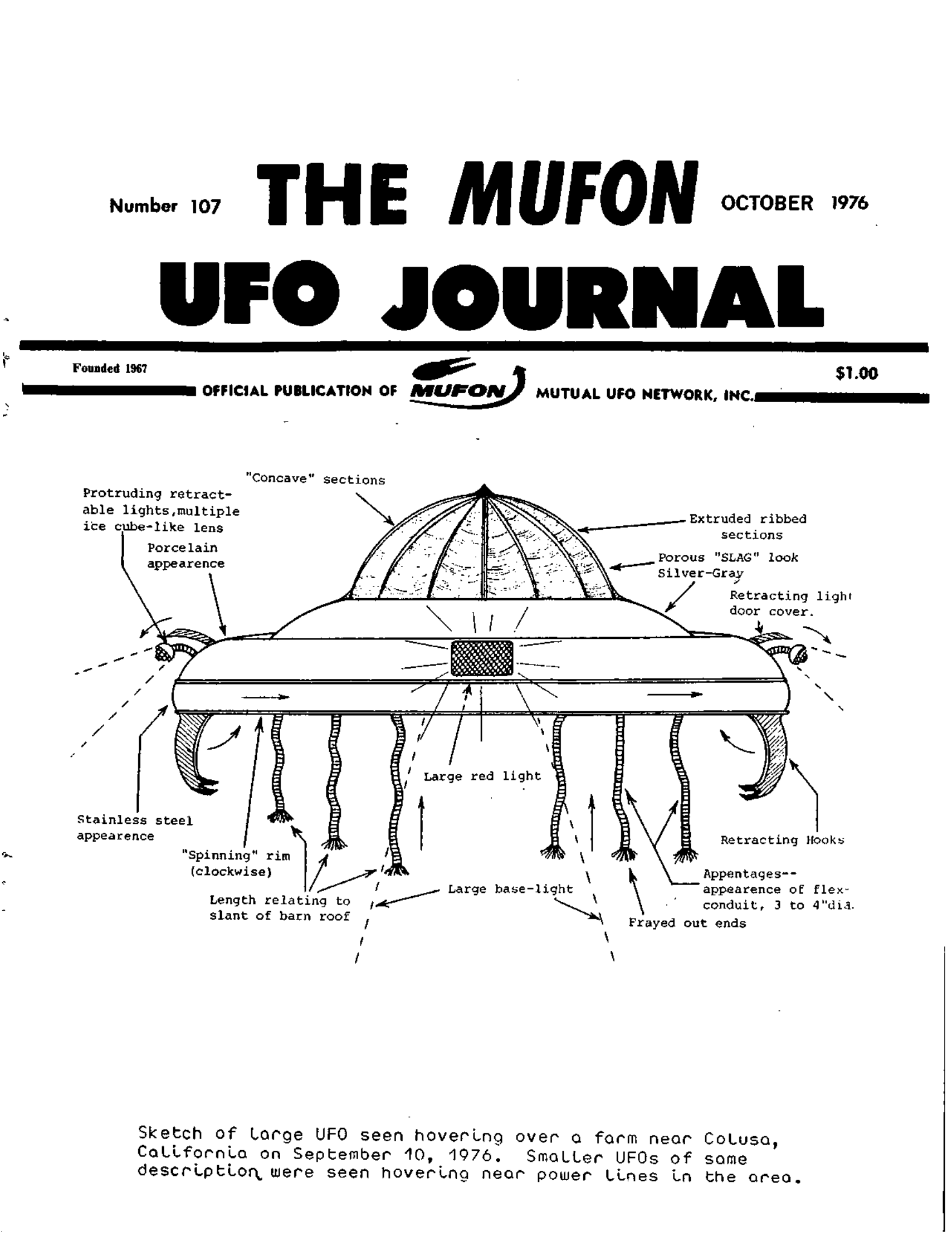 Complete text and images from the MUFON UFO Journal - 1976 10. October issue of the MUFON UFO Journal.
